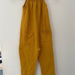 Girls Mustard Yellow Lightweight Knit Overalls 4T